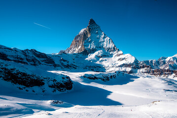 matterhorn landscape with snow covered mountains in switzerland