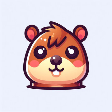 Get ready to fall in love with this adorable brown animal, complete with its enchanting big eyes! It's a cute baby Capybara, designed as a flat logo. This lovely little creature looks like a 3D render
