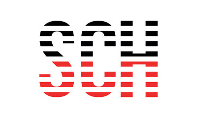 SCH three initial letter iconic line negative space minimal logo design vector template. monogram, abstract, wordmark, business, typography, minimalist, brand, company, flat, modern, unique, simple