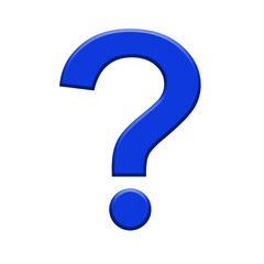 Blue question mark symbol, isolated on a transparent background.