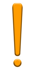 Orange exclamation mark, isolated on a transparent background.