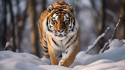 Siberian tiger in its natural habitat