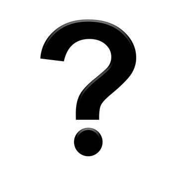 Black question mark symbol, isolated on a transparent background.