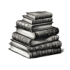 Stack book gravure style. Pile of books illustration