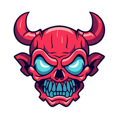 demon skull with horns  vector illustration isolated transparent background logo, cut out or cutout t-shirt design
