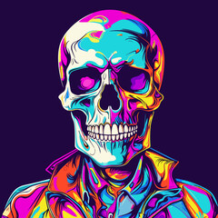 skull skeleton wearing a jacket vector illustration isolated transparent background logo, cut out or cutout t-shirt design