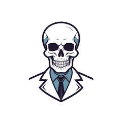 skull wearing a suit doctor professor vector illustration isolated transparent background logo, cut out or cutout t-shirt design