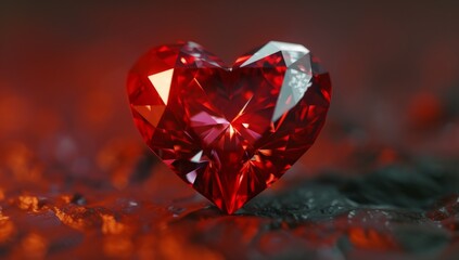 Fototapeta premium a diamond heart shaped red sapphire Generative AI