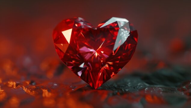 a diamond heart shaped red sapphire Generative AI