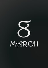 Women's Day, March 8. Vector illustration in honor of Women's Day. Multicolored backgrounds. Silhouettes of women. Silhouettes of butterflies and flowers. Color harmony. Text on March 8