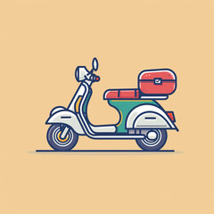 Delivery Scooter with Food Box Illustration