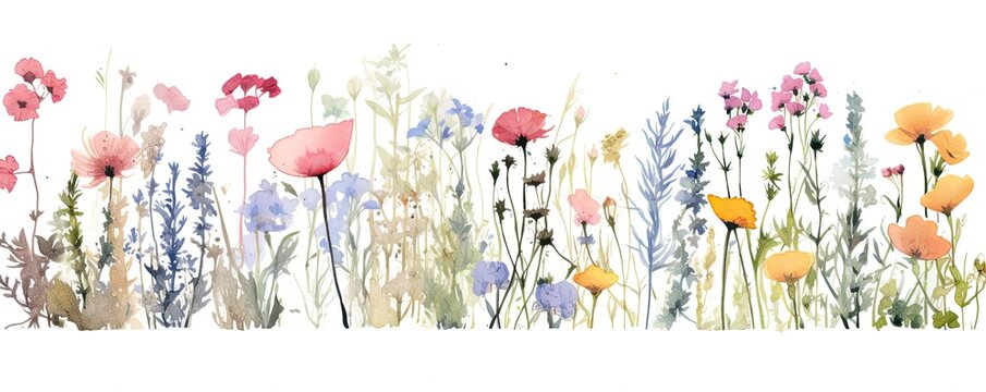 wildflowers illustration in watercolo
