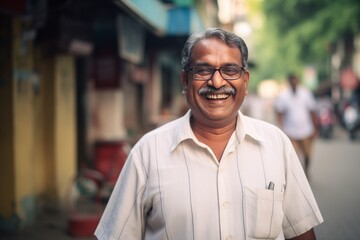 Obraz premium Indian man smiling happy face on city street