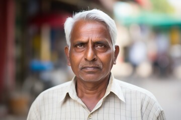 Obraz premium Indian man serious face portrait on city street