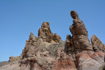 Fototapeta na wymiar Bizarre rock formations in El Teide National Park on Tenerife, Spain