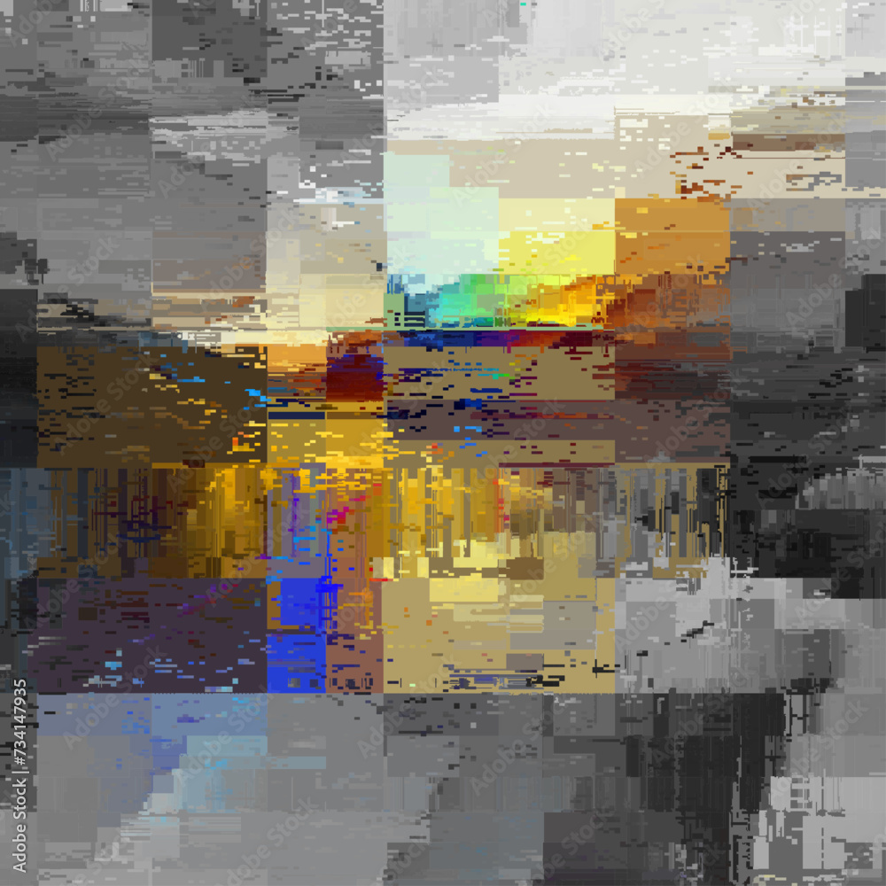Poster Vector pattern with imitation of grunge glitch texture.