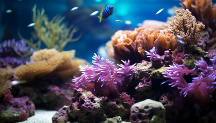 Naklejka na ściany i meble The underwater reef showcases the natural beauty of aquatic life generated by AI