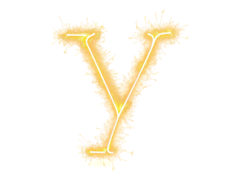 Sparklers Letter Y on Transparent Background, PNG File