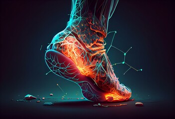 Painful Ankle Illustration. Generative AI - obrazy, fototapety, plakaty