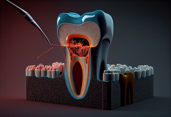 3d rendered illustration of periodontitis testing. Generative AI