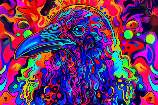 A psychedelic Crow. Generative AI
