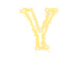 Sparkler Letter Y Isolated Element, png file of isolated cutout object on transparent background