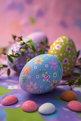 Easter eggs colorful background generated ai