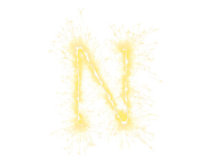 Obraz premium Sparklers Letter N Celebration Image, png file of isolated cutout object on transparent background