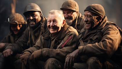 Fototapeta premium A group of friends enjoying outdoor winter fun together generated by AI