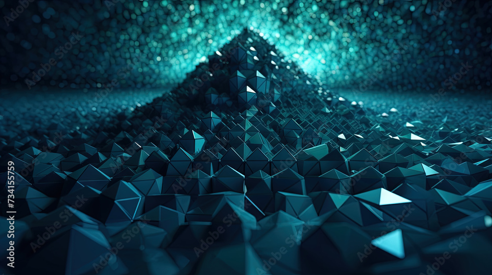 Poster Abstract background with structure of neon triangles and technology style.