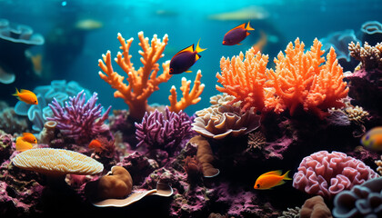 Underwater reef nature multi colored beauty in tropical climate generated by AI
