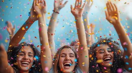 woman joyfully celebrating at an event, in celebration of a festival.