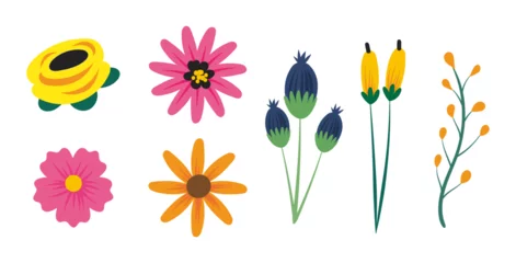 Zelfklevend Fotobehang Hand drawn spring flowers collection © calvinda