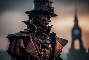 city charles bridge steam punk. Generative AI