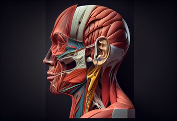 Temporal Muscle Anatomy For Medical Concept 3D. Generative AI