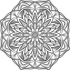 Abstract mandala outline illustration isolated on transparent background