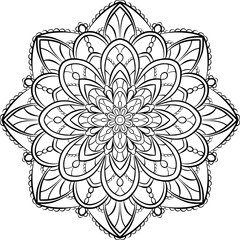 Abstract mandala outline illustration isolated on transparent background	
