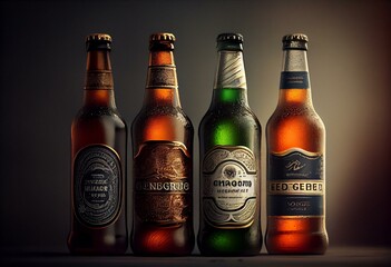 Different types of beer. Generative AI - obrazy, fototapety, plakaty
