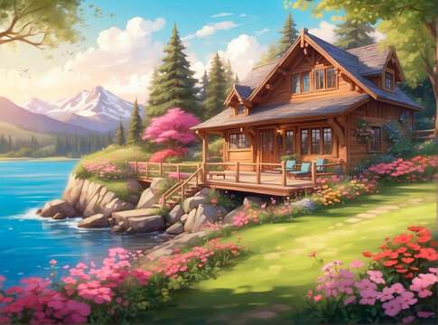 Casebre, cabana, paisagem