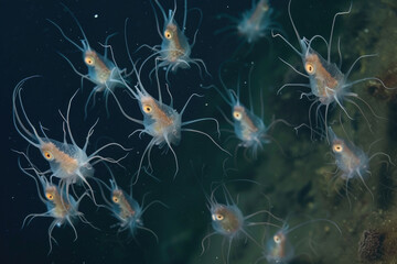 A mesmerizing snapshot of a diverse community of deep-sea lancelets in their natural habitat