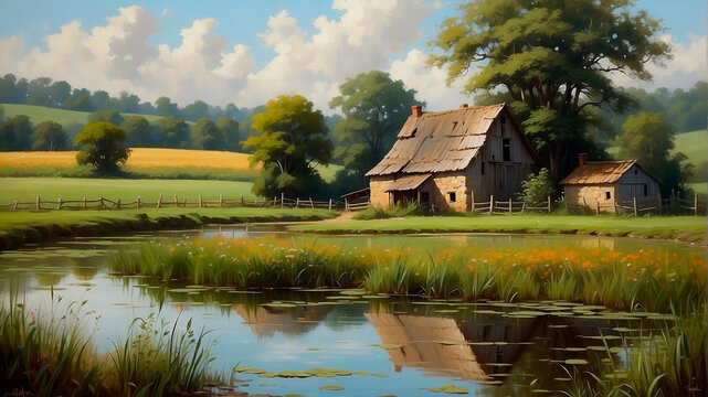 Casebre, cabana, paisagem