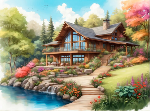 Casebre, cabana, paisagem