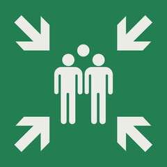 SAFETY CONDITION SIGN PICTOGRAM, EVACUATION MEETING POINT ISO 7010 – E007, SVG