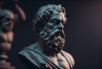 Socrates the philosopher sculpture illustration. Socrates is a central figure in the history of Ancient Greek philosophy. Generative AI