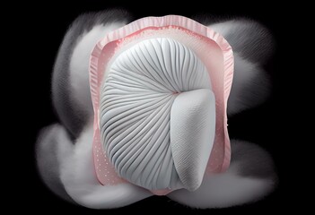 3d synthetic fiber hair absorbent layer with sanitary napkin, good ventilation shows, air flows through easilyfor diapers isolated. baby diaper adult concept, 3d render illustration. Generative AI - obrazy, fototapety, plakaty