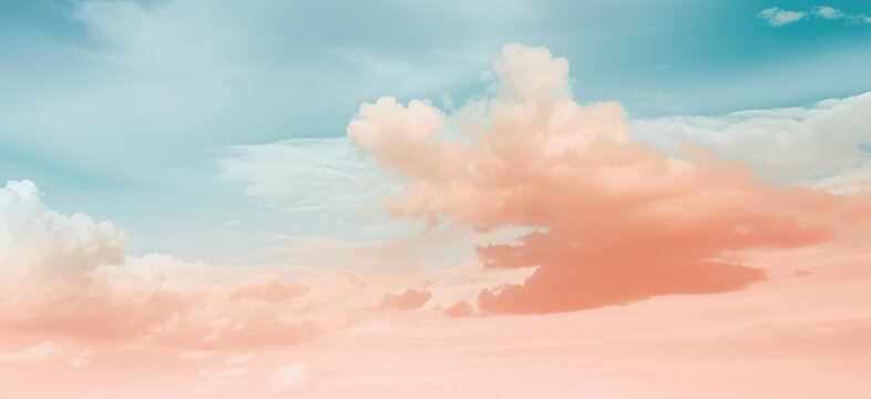 Sunrise or sunset, blue and peach sky,  banner