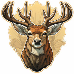 Majestic Stag Illustration with Impressive Antlers

