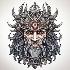 Fantasy Viking Warrior Illustration with Ornate Helmet

