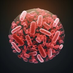 3D render of tiny bacteria and therapeutic organisms including lactobacillus and salmonella, a macro shot of oral bacteria when viewed under a microscope
