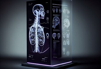 Transparent Holographic Screen Displaying Medical Information with Futuristic Design, generative ai